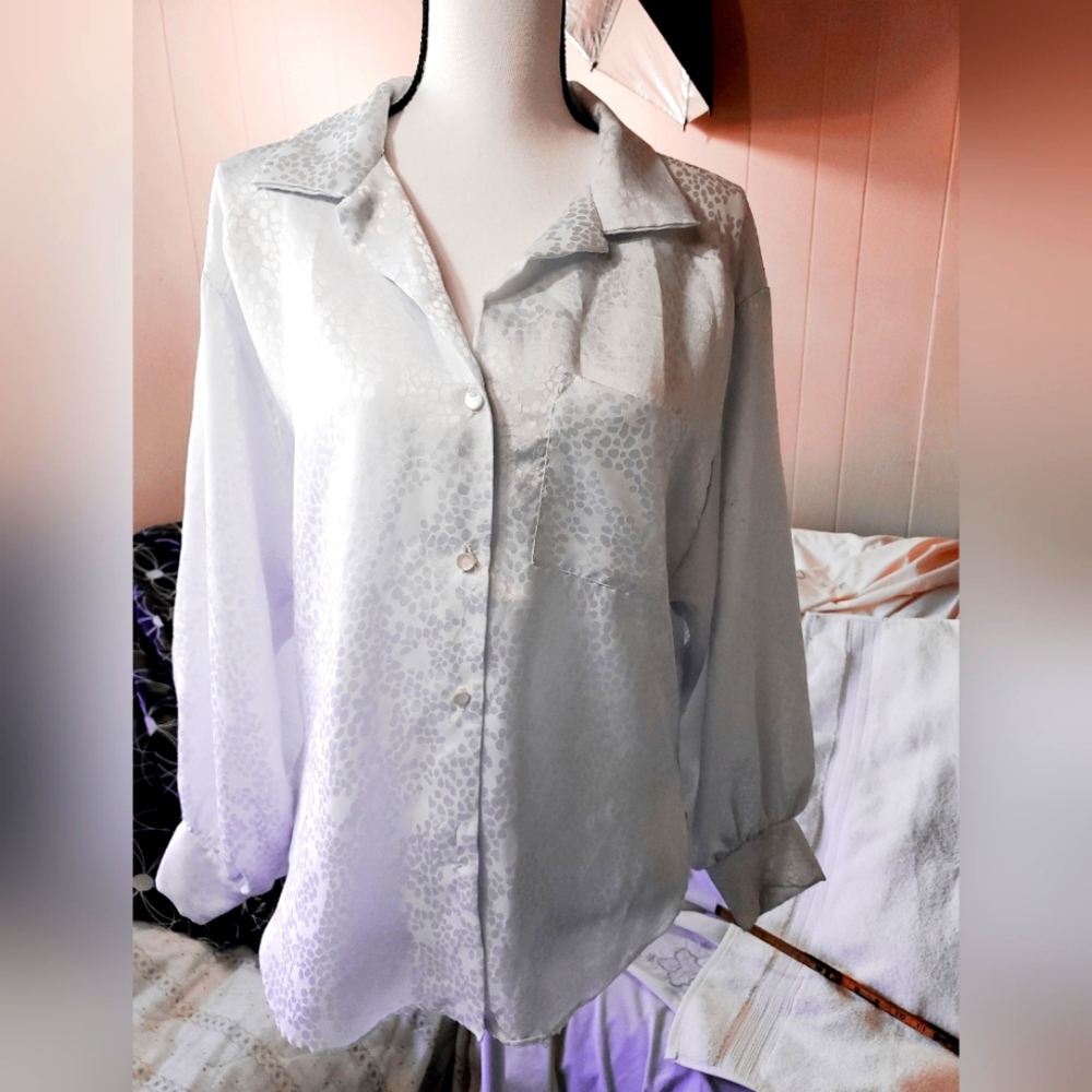 Lily of France Vintage silver Imprinted Polyester Two piece Pajama Set